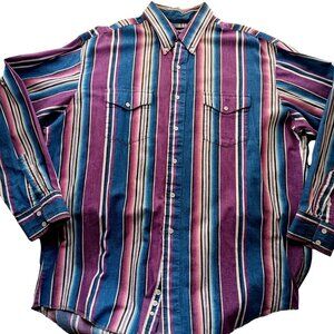 18-35 Wrangler Vintage XL Men's Western Shirt USA Cowboy Cut Purple 1990's USA